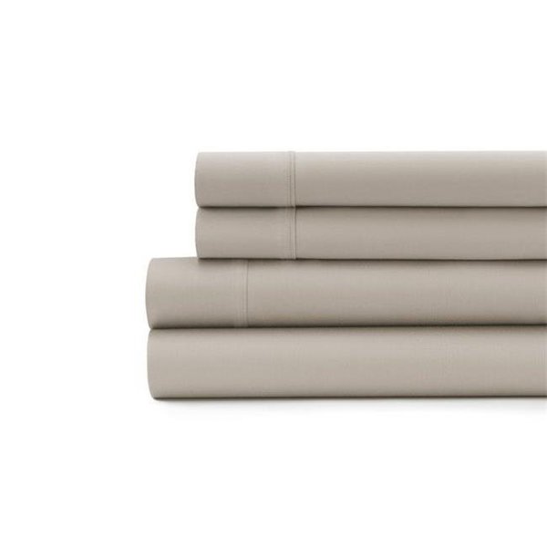 D2D Technologies Signet 300 Thread Count Solid Sateen Sheet Set; Taupe - Full Size D221178